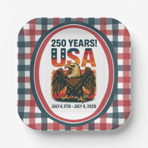 USA 250 Jahre - Patriotic Bald Eagle 4. Juli 2026 Pappteller