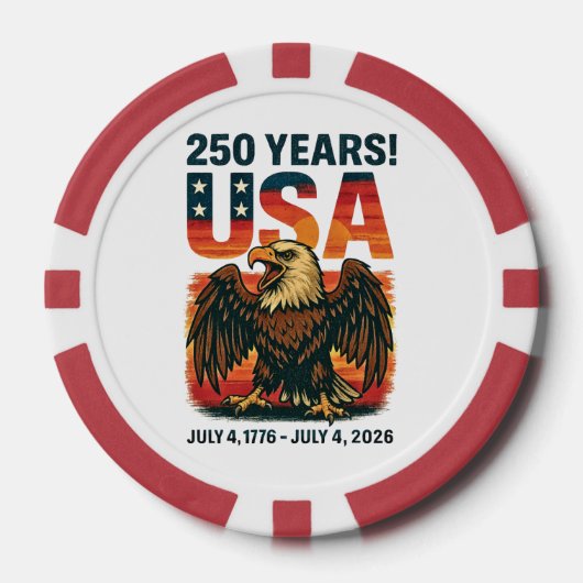 USA 250 Jahre - Patriotic Bald Eagle 4. Juli 2026 Pokerchips (Vorderseite)