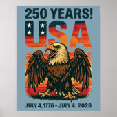 USA 250 Jahre - Patriotic Bald Eagle 4. Juli 2026 Poster (Vorne)