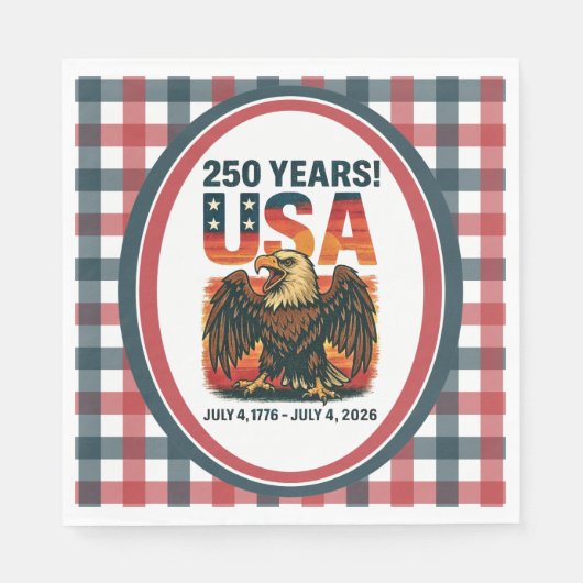 USA 250 Jahre - Patriotic Bald Eagle 4. Juli 2026 Serviette (Vorderseite)