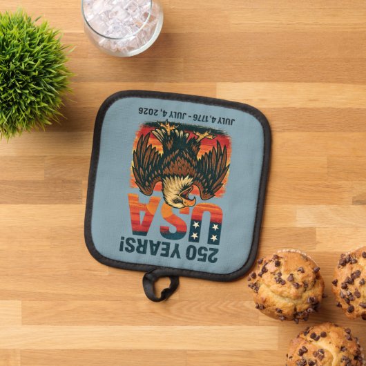 USA 250 Jahre - Patriotic Bald Eagle 4. Juli 2026 Topflappen (Oben Unten)