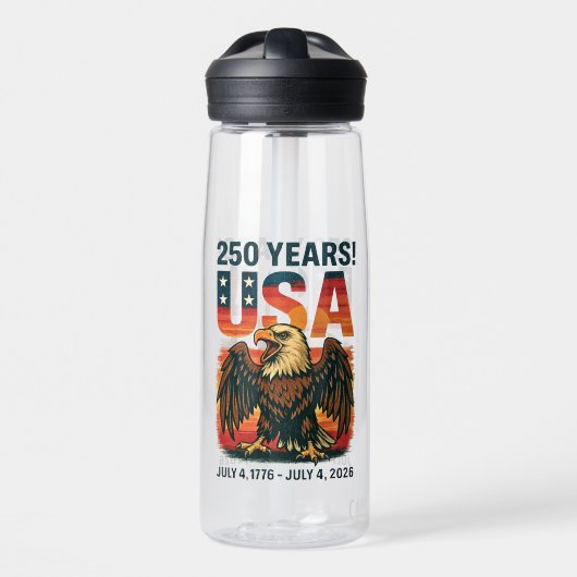 USA 250 Jahre - Patriotic Bald Eagle 4. Juli 2026 Trinkflasche (Vorne)