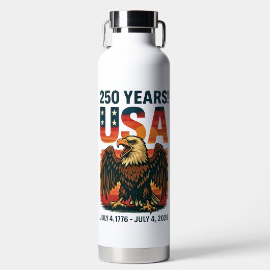 USA 250 Jahre - Patriotic Bald Eagle 4. Juli 2026 Trinkflasche (Vorderseite)