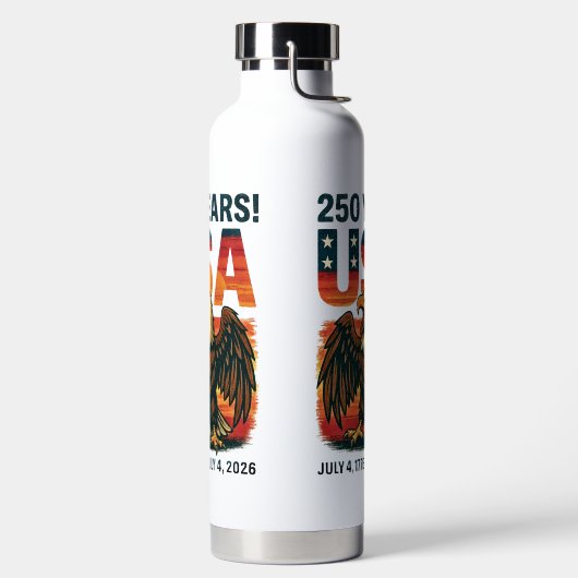 USA 250 Jahre - Patriotic Bald Eagle 4. Juli 2026 Trinkflasche (links)