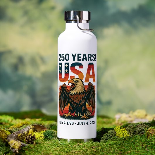 USA 250 Jahre - Patriotic Bald Eagle 4. Juli 2026 Trinkflasche (Außenbereich (gedreht))