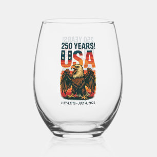 USA 250 Jahre - Patriotic Bald Eagle 4. Juli 2026 Weinglas Ohne Stiel