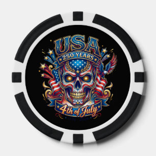 USA 250 Jahre Patriotischer Totenkopf 4. Juli Pokerchips