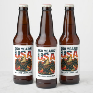 USA 250 Jahre – Patriotischer Weißkopfseeadler 4.  Bierflaschenetikett