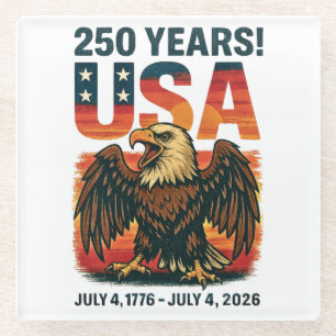 USA 250 Jahre – Patriotischer Weißkopfseeadler 4.  Glasuntersetzer