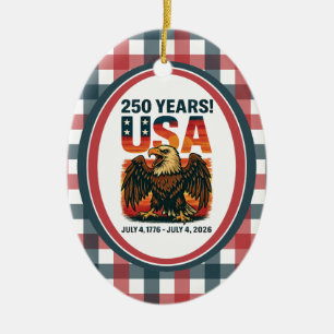 USA 250 Jahre – Patriotischer Weißkopfseeadler 4.  Keramik Ornament