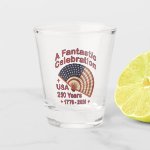 USA 250 Jahre patriotisches Fandesign – 1776-2026  Schnapsglas