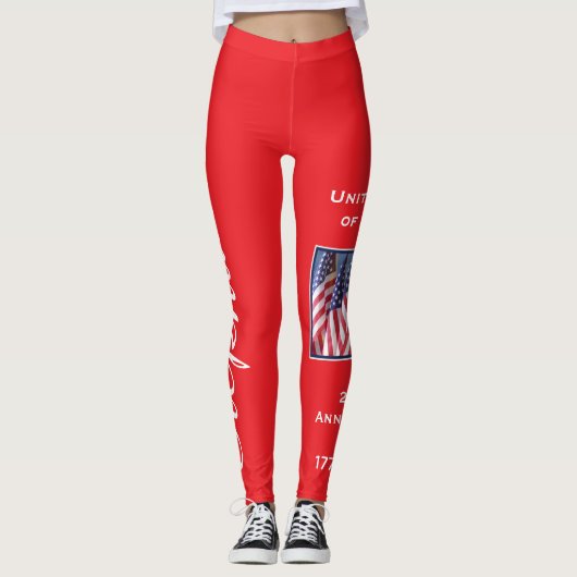 USA 250 Jahre personalisierter Name Yoga Leggings (Vorderseite)