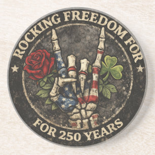 USA 250 Jahre Rocking Freedom Patriotisches Skelet Getränkeuntersetzer