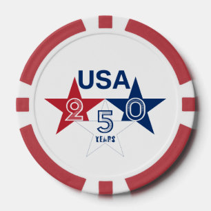 USA 250 Jahre - Rot blau und weiße Sterne Design Pokerchips