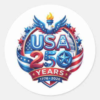 USA 250 JAHRE RUNDER AUFKLEBER