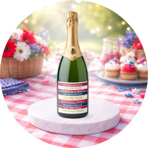 USA 250 Jahre Semiquincentennial Patriotische Stre Schaumweinetikett