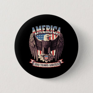 USA 250 Jahre United Bald Eagle Patriotic Flag Gra Button