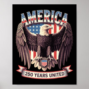 USA 250 Jahre United Bald Eagle Patriotic Flag Gra Poster