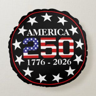 USA 250. Jahrestag 1776-2026 Amerikanische Flagge Rundes Kissen