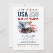USA 250. Jahrestag 4. Juli Party Einladung (Vorderseite)