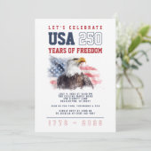USA 250. Jahrestag 4. Juli Party Einladung (Stehend Vorderseite)