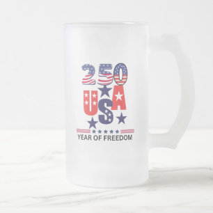 USA 250. Jahrestag patriotisch 4. Juli Mattglas Bierglas