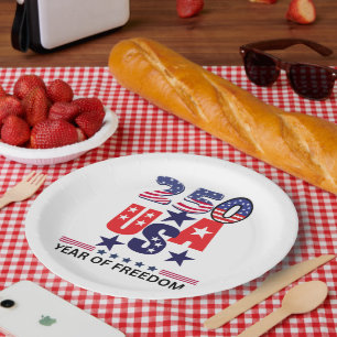 USA 250. Jahrestag Patriotisch 4. Juli Pappteller
