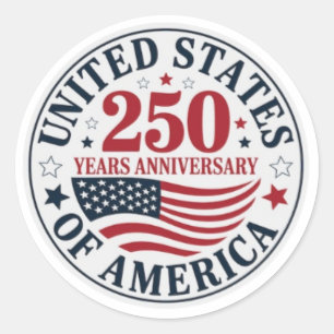 USA 250. Jahrestag Patriotisch Runder Aufkleber
