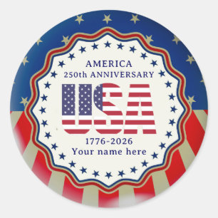 USA 250. Jahrestag Semiquincentennial 1776–2026 Runder Aufkleber