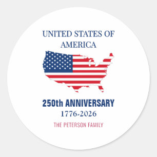USA 250. Jahrestag Semiquincentennial Patriotisch Runder Aufkleber