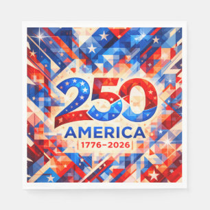 USA 250. Jubiläum 1776-2026 Abstrakte Mosaik Serviette