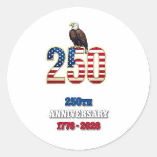 USA 250. Jubiläum 1776-2026 Amerikanisch Patriotis Runder Aufkleber