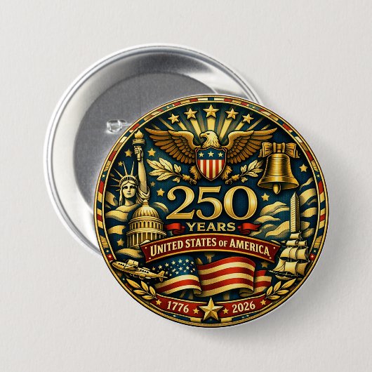 USA 250. Jubiläum 1776 - 2026 Button (Vorne & Hinten)