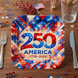 USA 250. Jubiläum 1776-2026 Patriotisch  Pappteller
