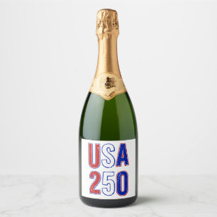 USA 250. Jubiläum 1776-2026 Patriotisches Amerikan Schaumweinetikett