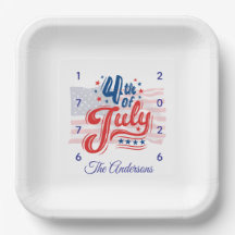 USA 250. Jubiläum 4. Juli Papierplatte
