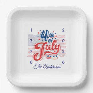 USA 250. Jubiläum 4. Juli Papierplatte Pappteller