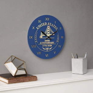 USA 250. Jubiläum Golden Gate Gold römisch Nb Große Wanduhr