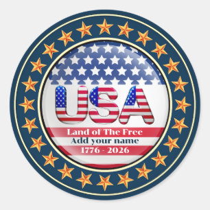 USA 250. Jubiläum I Patriotisch 1776-2026 Runder Aufkleber