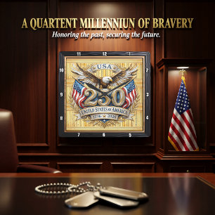 USA 250. Jubiläum Majestätischer Adler Quadratische Wanduhr