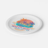 USA 250. Jubiläum Palm Bäume Pappteller (Schrägansicht)
