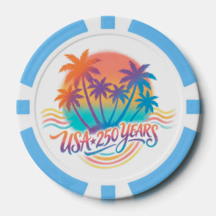 USA 250. Jubiläum Palm Bäume Pokerchips