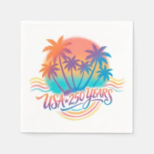 USA 250. Jubiläum Palm Bäume Serviette
