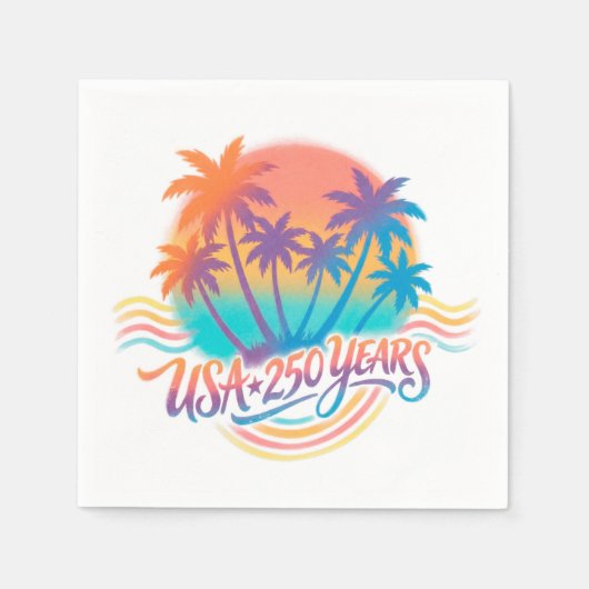 USA 250. Jubiläum Palm Bäume Serviette (Vorderseite)