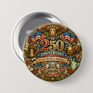 USA 250. Jubiläum Retro Vintage Art Nouveau Button