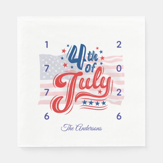 USA 250. Jubiläum Vierter Juli Serviette (Vorderseite)