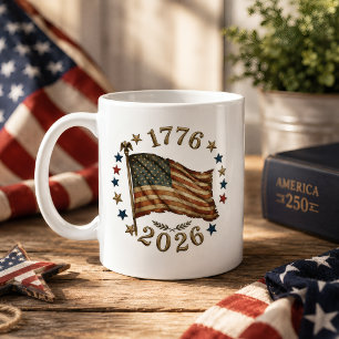 USA 250. Jubiläum Vintage 1776–2026 Freiheit Kaffeetasse