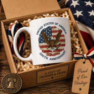 USA 250. Jubiläum Weißkopfseeadler 1776-2026 Erbe Kaffeetasse