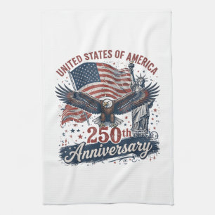 USA 250. Jubiläum Weißkopfseeadler Freiheitsstatue Geschirrtuch