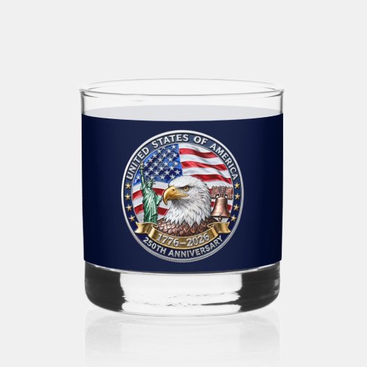 USA 250. Jubiläumsemblem Whiskyglas (Vorderseite)